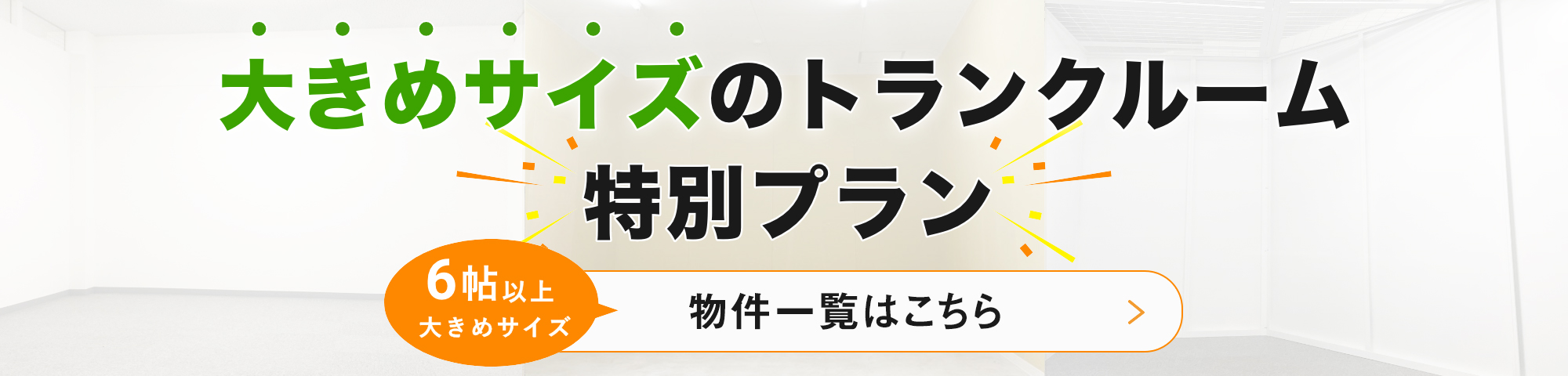 大きめサイズのトランクルーム特別プラン【6帖(9.92㎡/平米)以上】